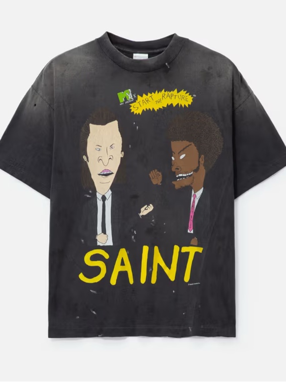 SAINT Black Graphic Short Sleeve Tee can fit Large